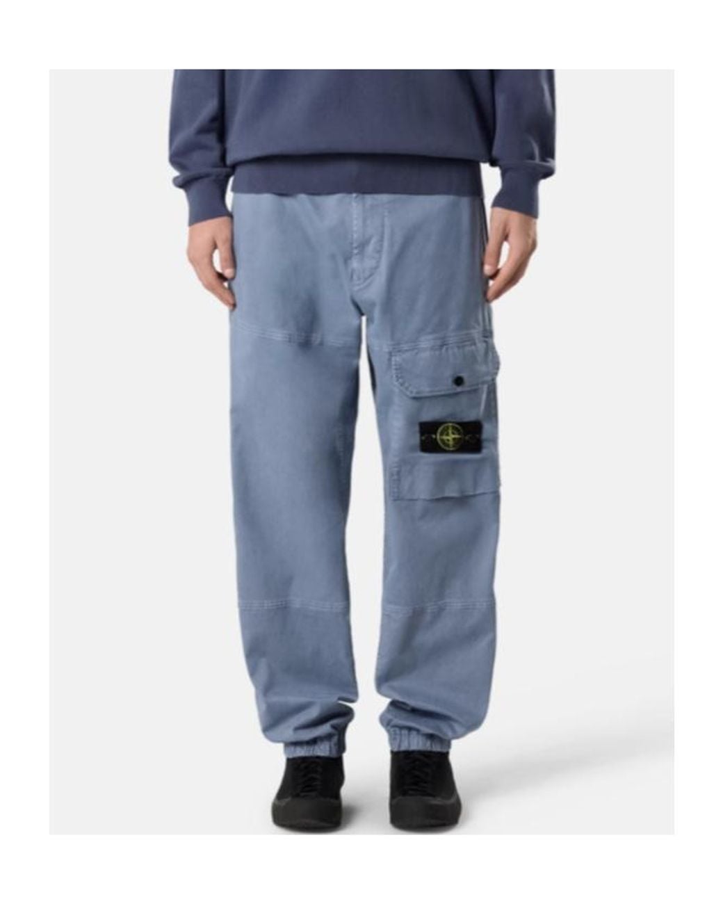 Stone Island Blue Loose-Fit Cargo Pants With Adjustable Waistband for men