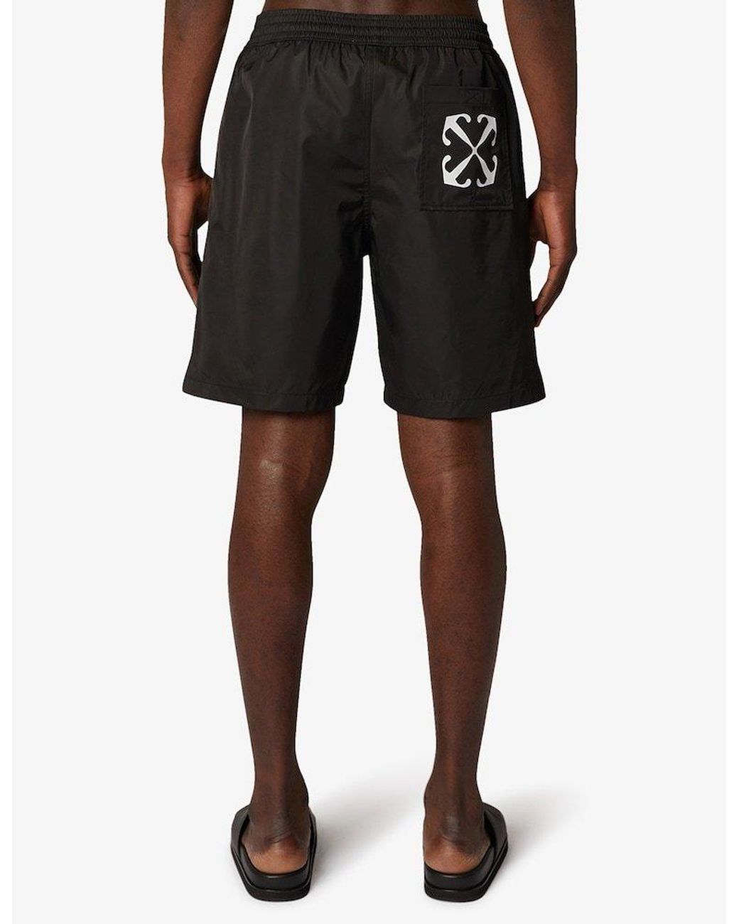 Off-White c/o Virgil Abloh Black Logo Printed Straight-Leg Swim Shorts for men