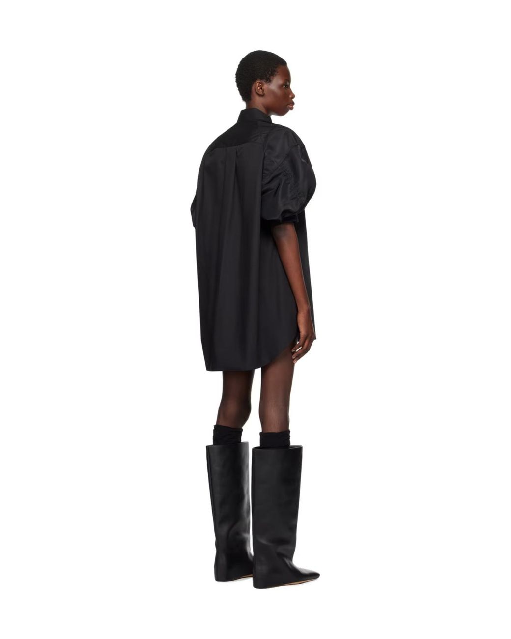 Sacai Black Balloon-Sleeve Mini Dress