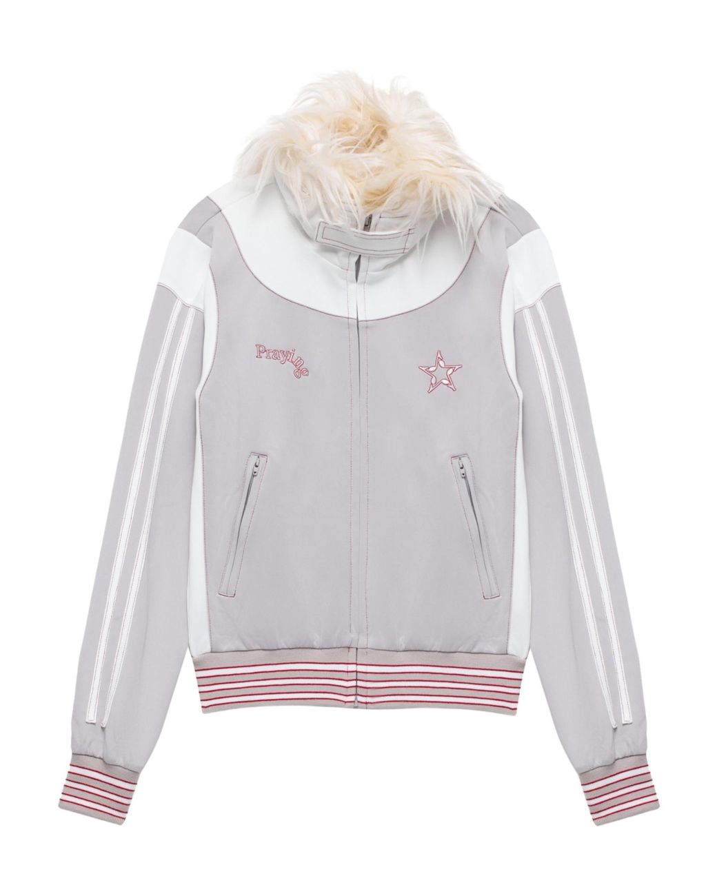 PRAYING Faux-Fur Track Jacket in Gray for Men | Lyst