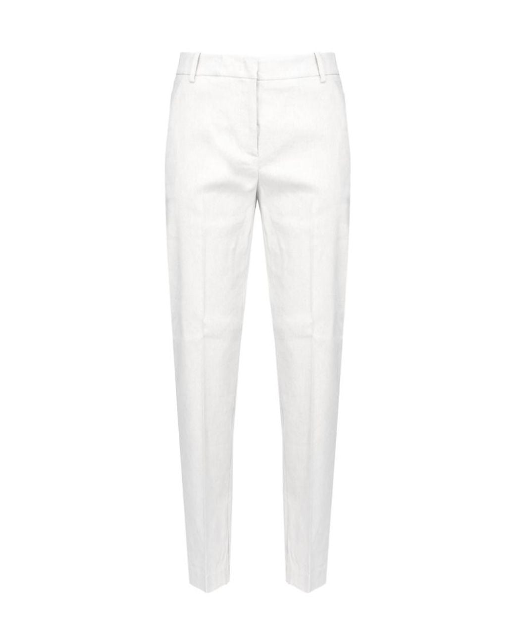 Pinko White Cropped Straight-Leg Trousers