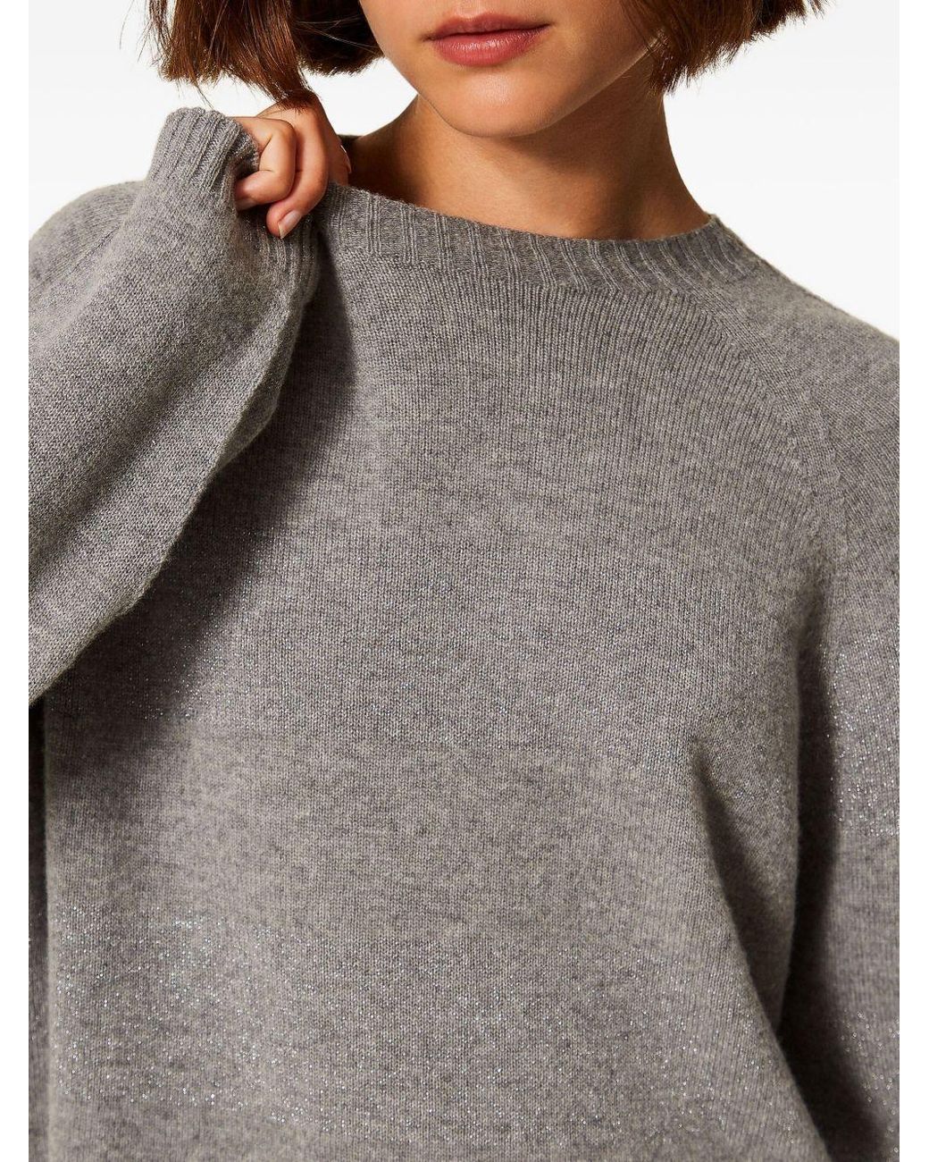 Twinset Gray Lurex-Detail Jumper