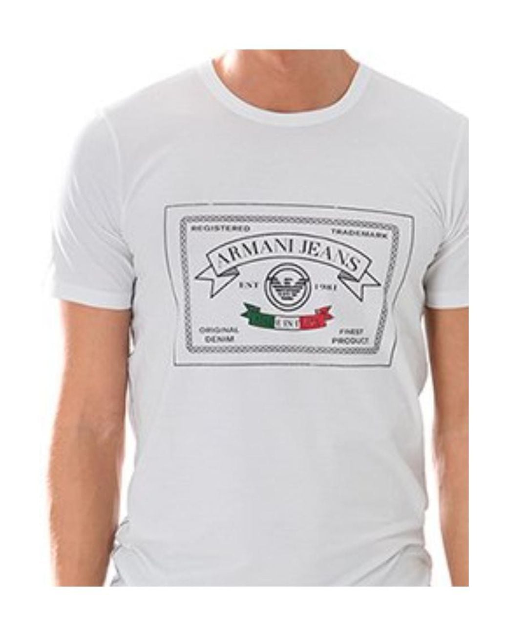 Armani Jeans White Logo Details T-Shirt for men