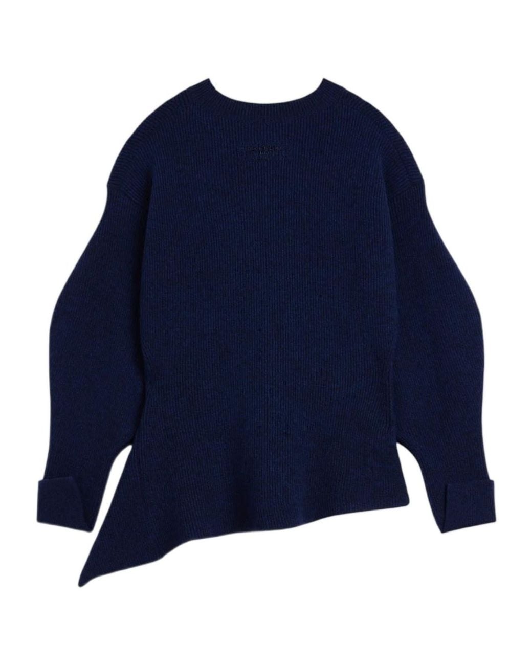 Givenchy Blue Asymmetric Long Knitted Sweater