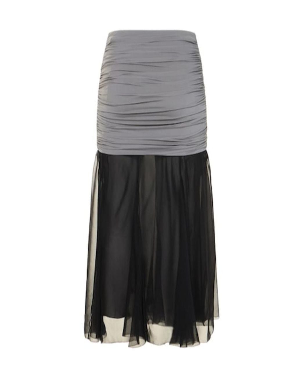 Tory Burch Gray Gathered Silk Skirt