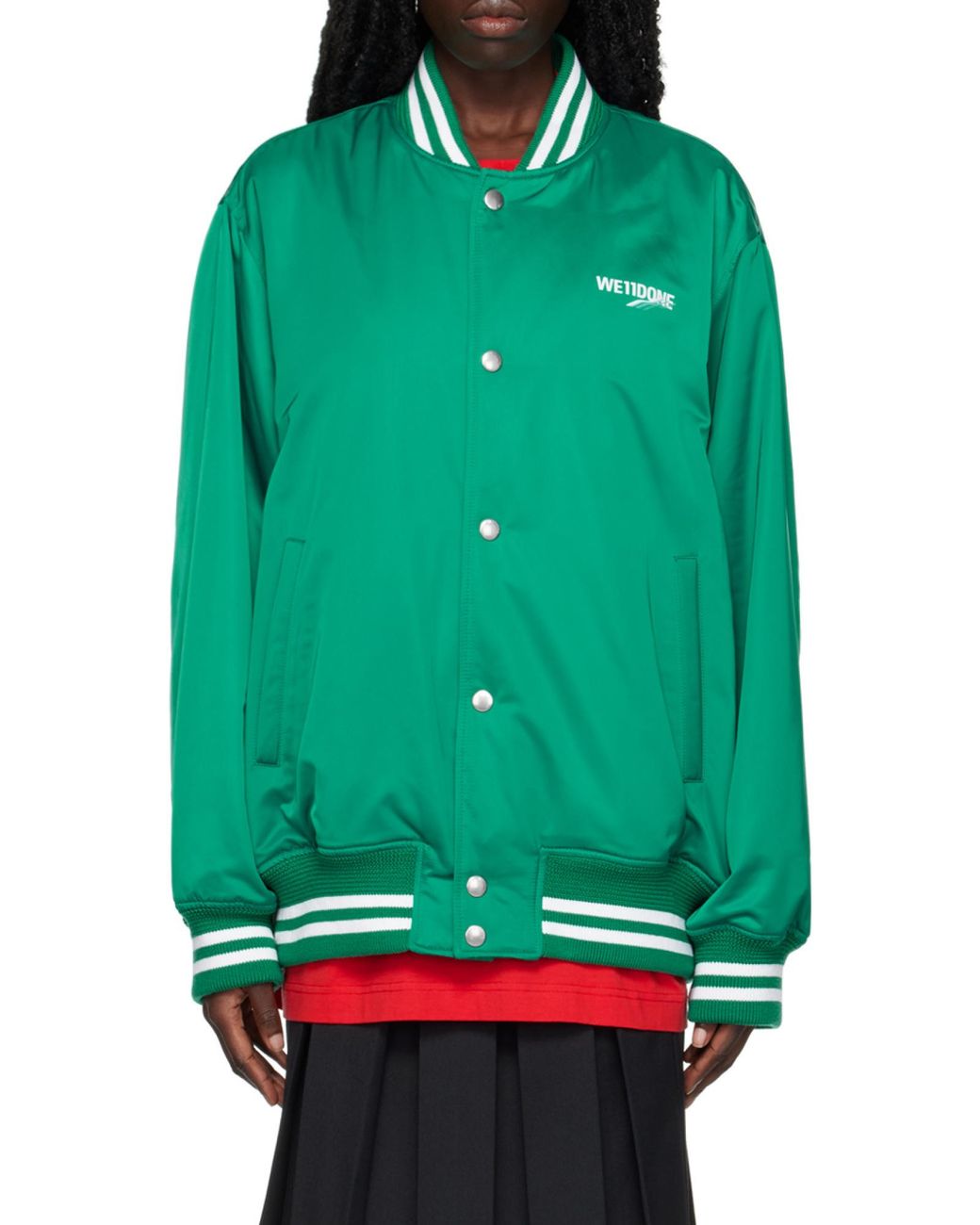 we11done Green Logo-Print Bomber Jacket for men