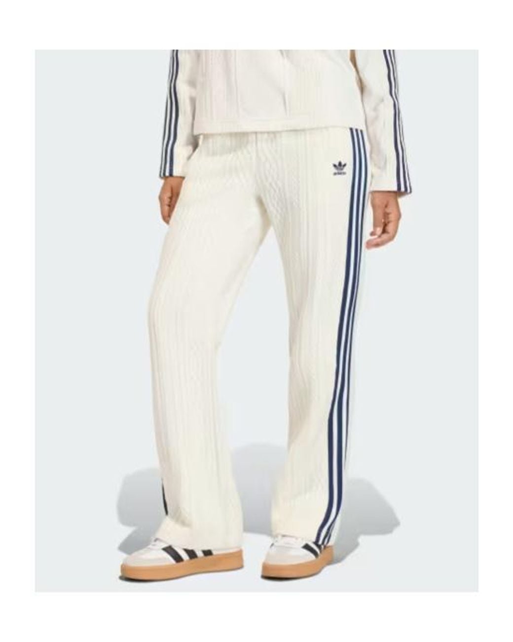 Adidas Originals White Adidas Side-Striped Straight Leg Track Pants