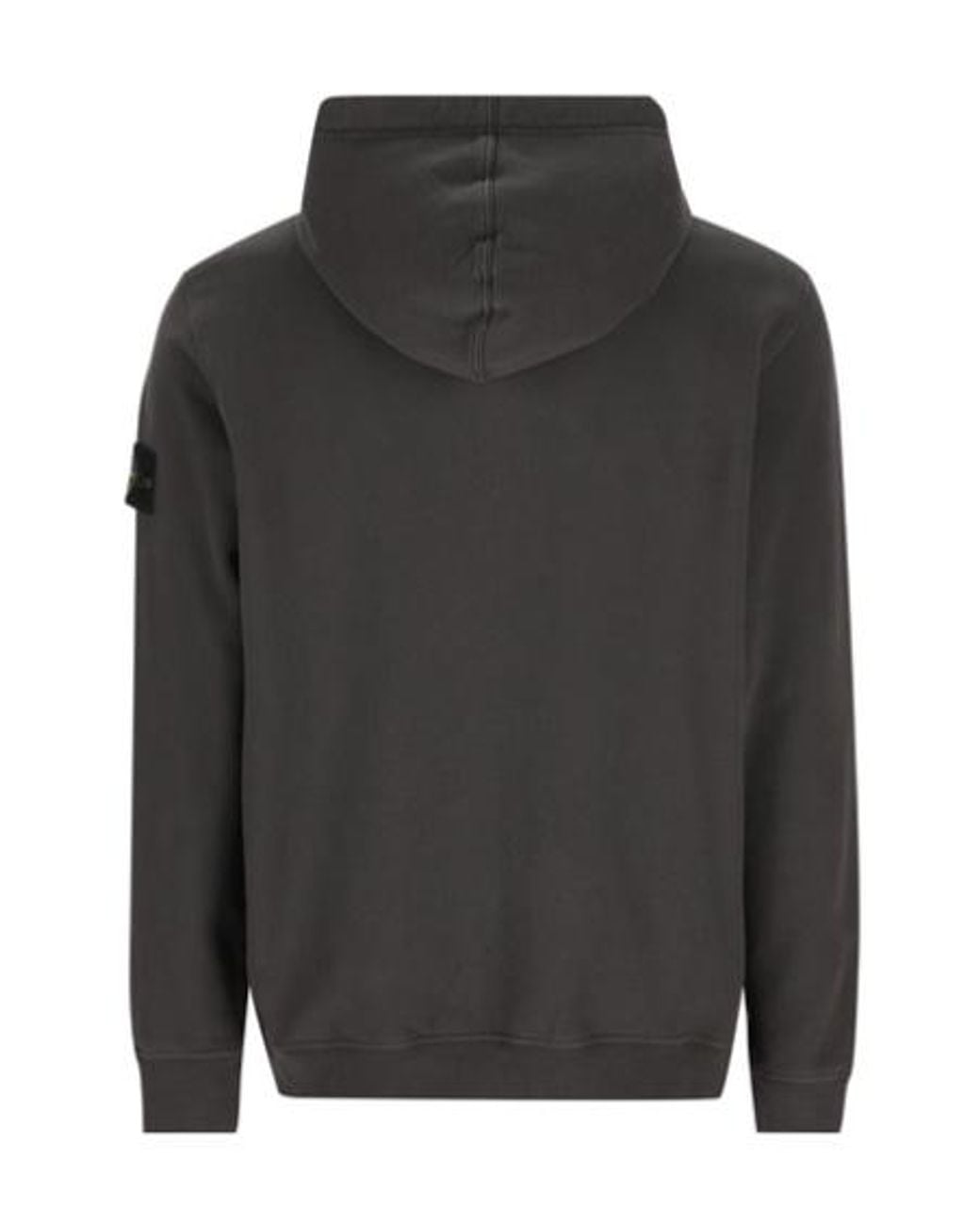 Stone Island Black Zip-Up Compass Patch Hoodie for men