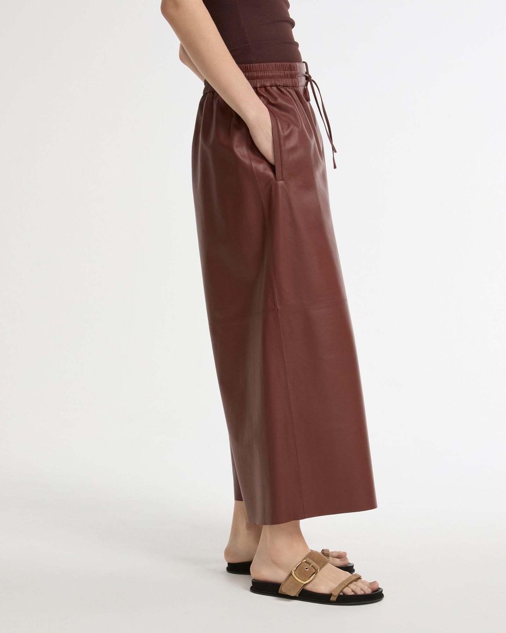 Yves Salomon Purple Drawstring Leather Trousers