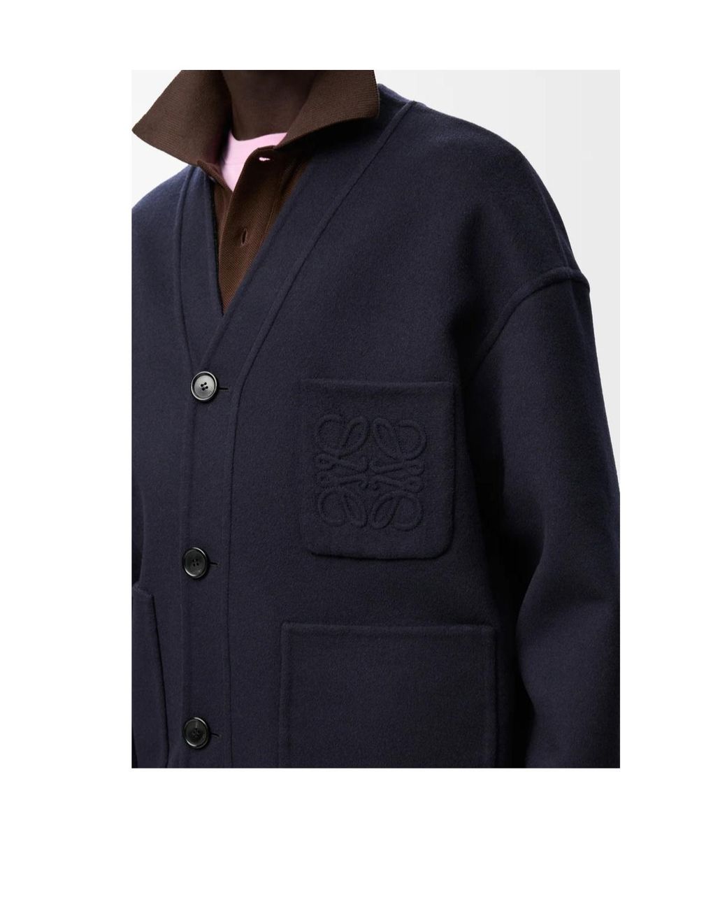Loewe Blue V-Neck Knitted Cardigan for men
