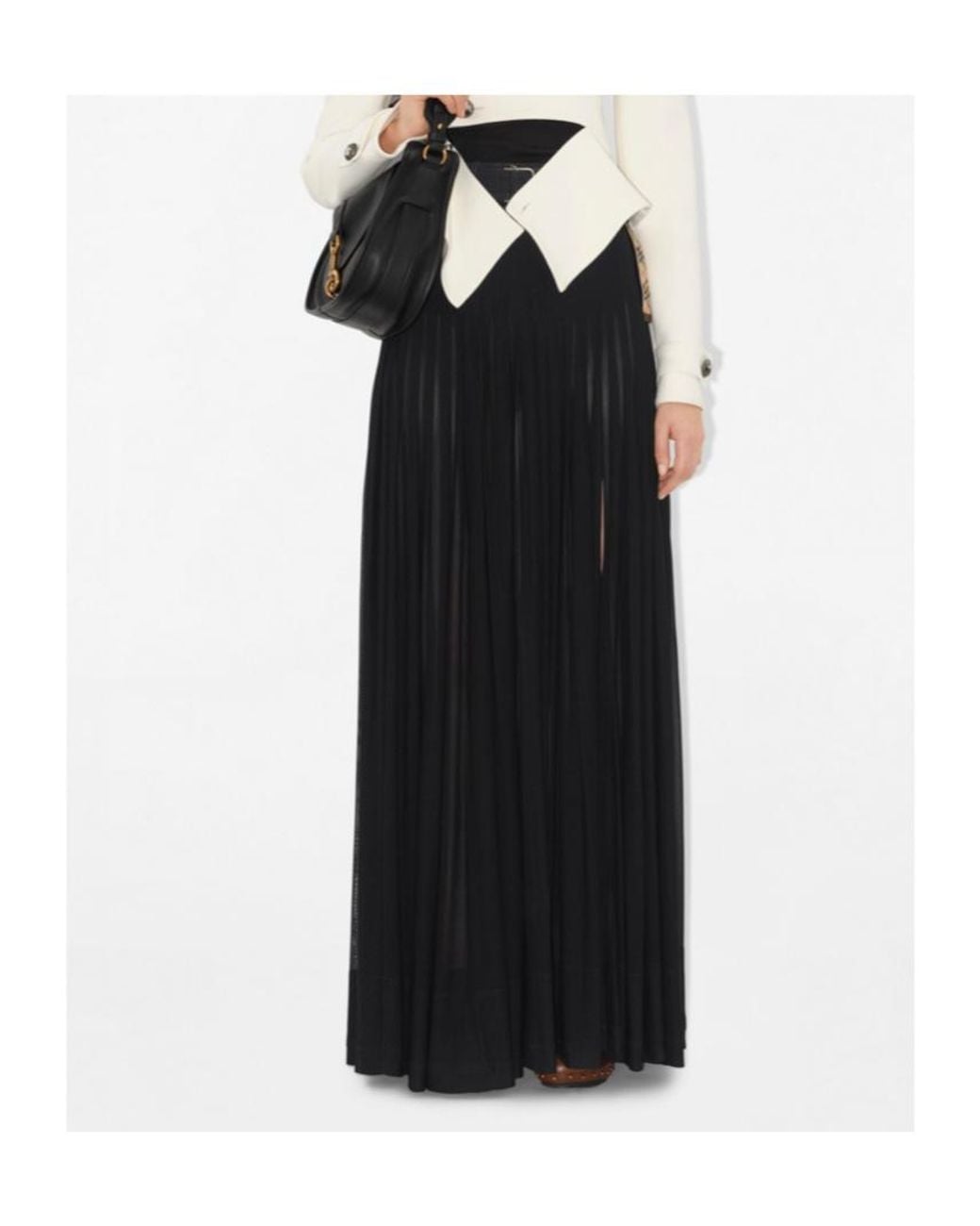 Burberry Black Pleated Maxi Skirt