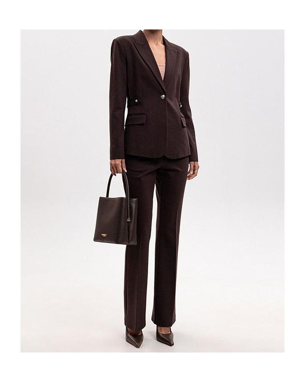 Twinset Brown Single-Button Long-Sleeve Blazer