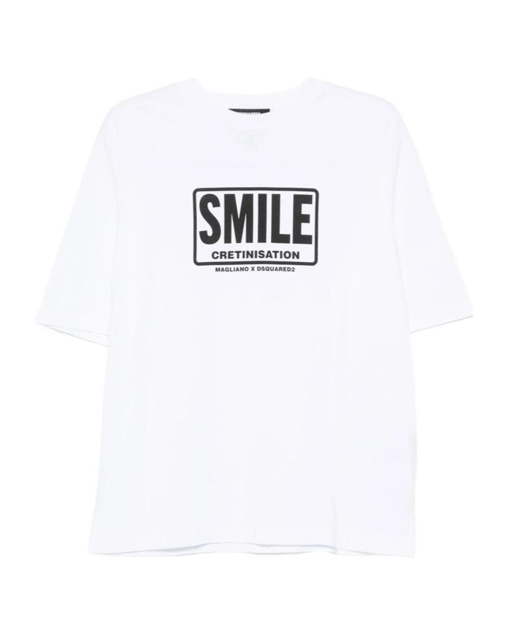 DSquared² White Printed Loose Fit T-Shirt for men