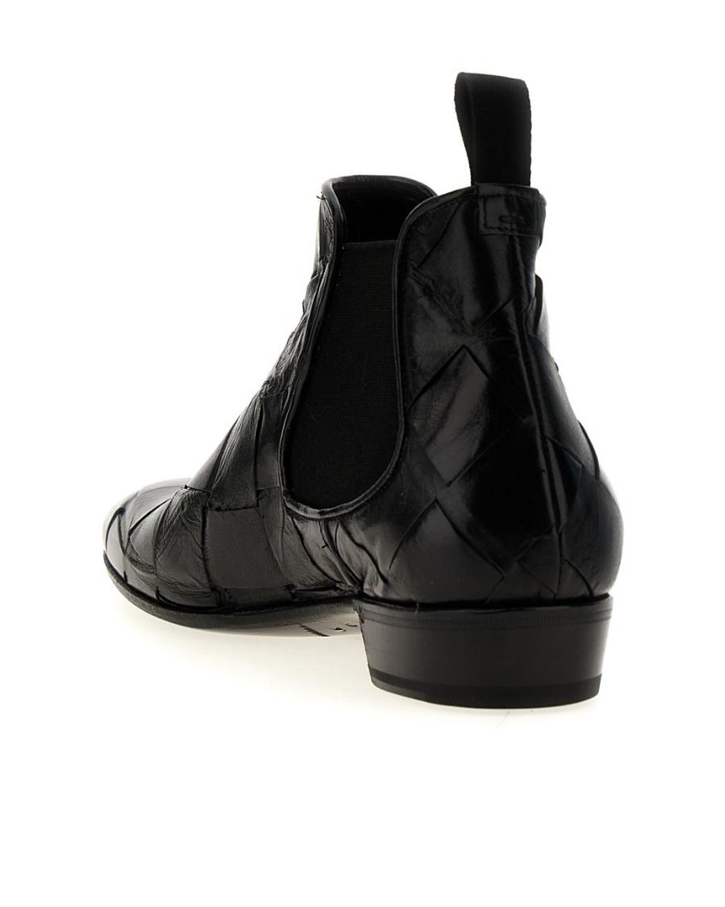 Lidfort Black Braided Pattern Ankle Boots for men