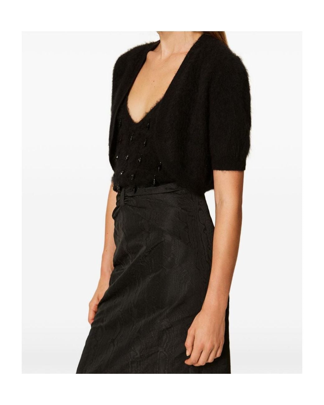 Twinset Black Cropped Open-Front Knitted Jacket