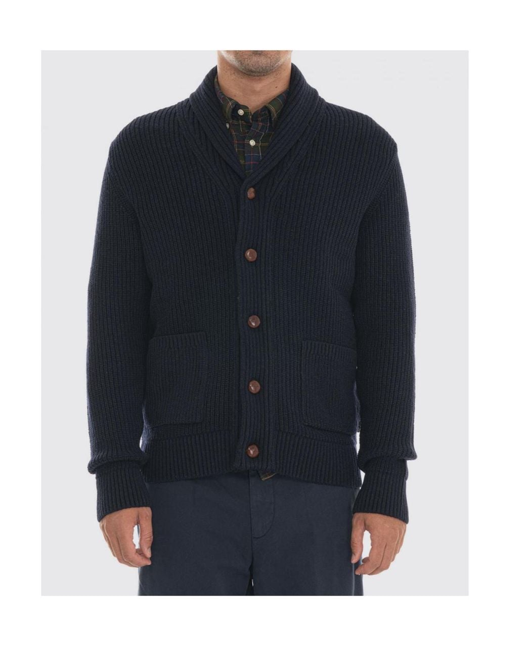 Barbour Blue Buttoned Cardigan for men