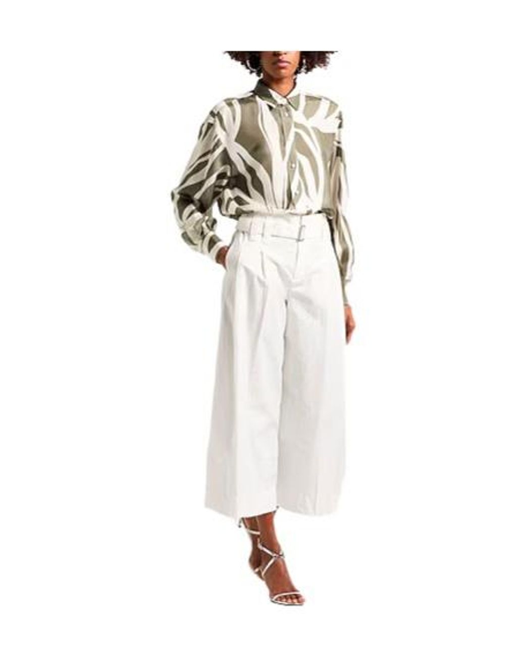 Brunello Cucinelli White Solidcolor Wideleg Trousers
