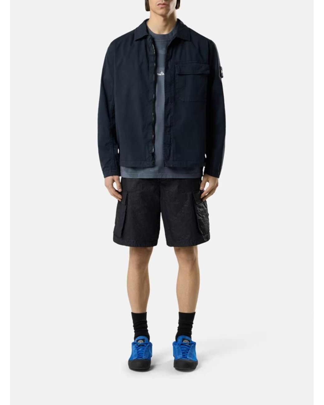 Stone Island Blue Compass Badge Overshirt for men