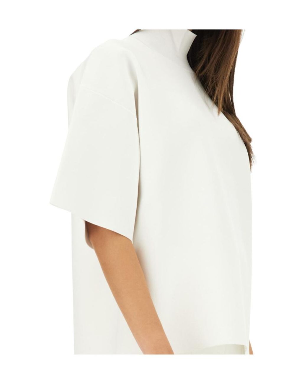 Theory White High Neck Straight Hem Top
