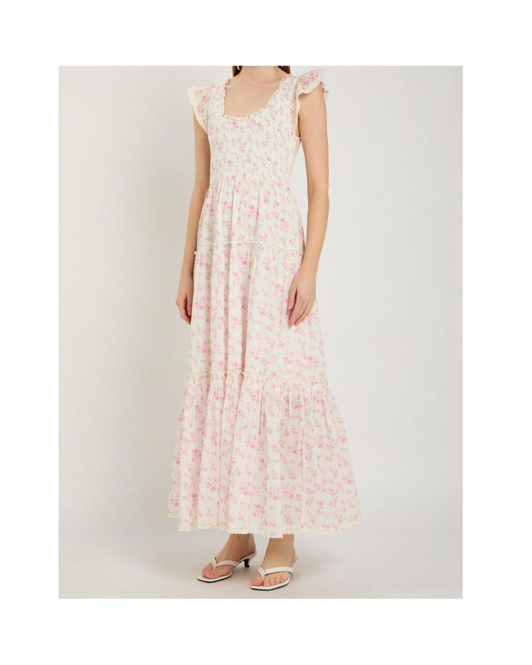 LoveShackFancy Pink Chessie Cotton Maxi Dress