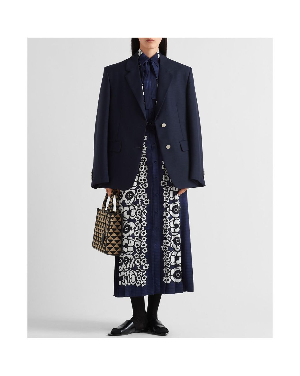 Prada Blue Single-Breasted Tailored Blazer