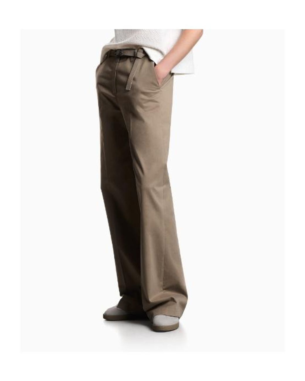 Emporio Armani Gray Flat-Front Wide-Leg Trousers