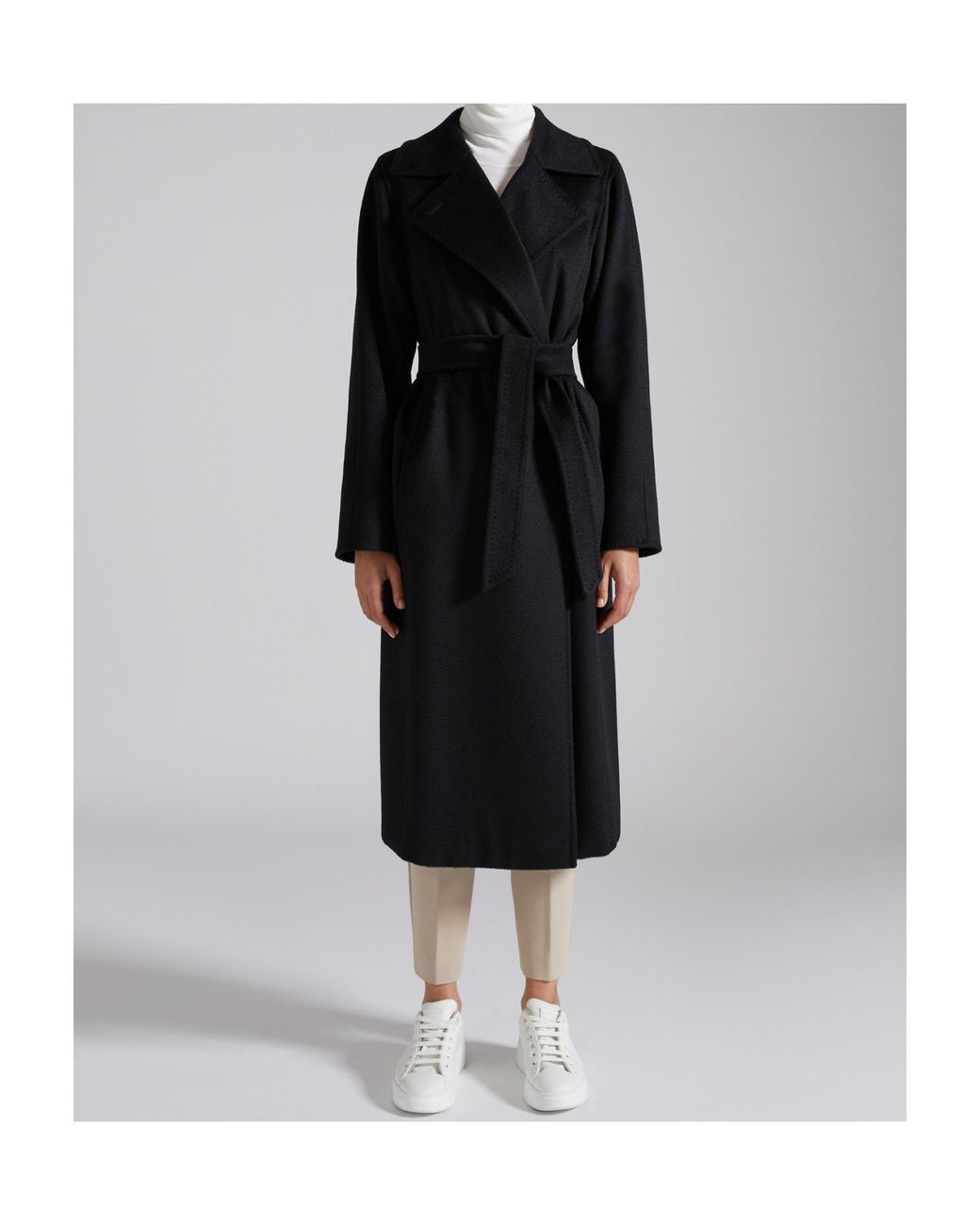 Max Mara Black Tie A Belt Overcoat