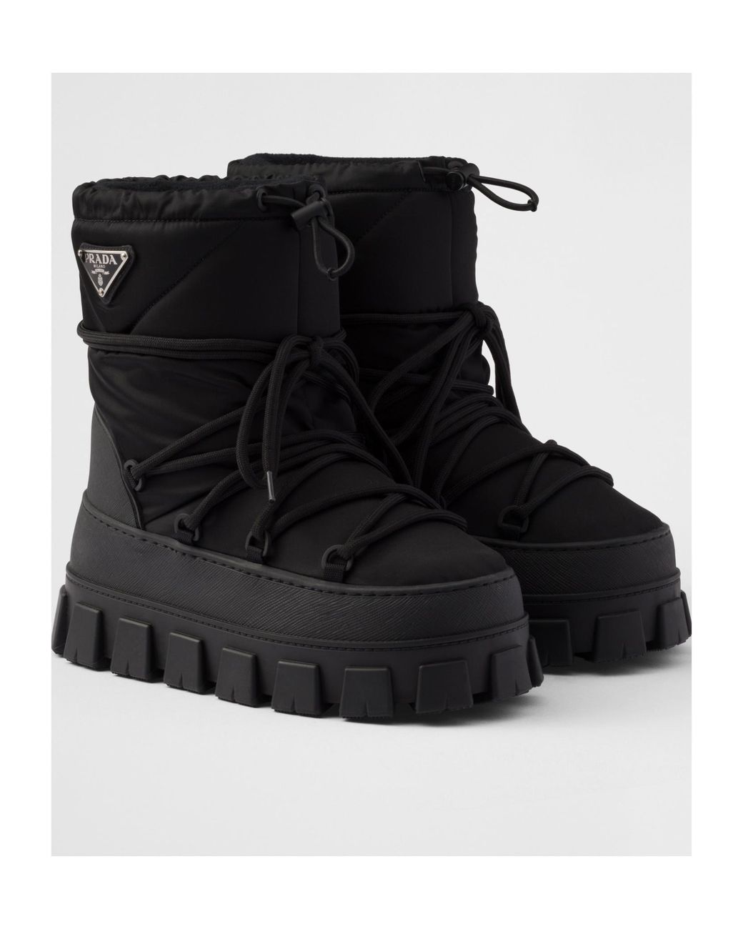 Prada Black Winter Nylon Platform Boots