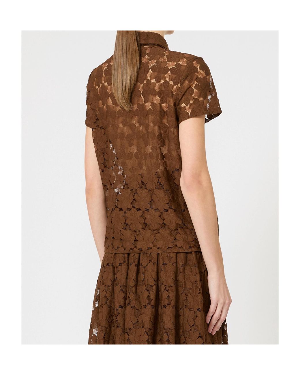Max Mara Brown Studio Lace T-Shirt