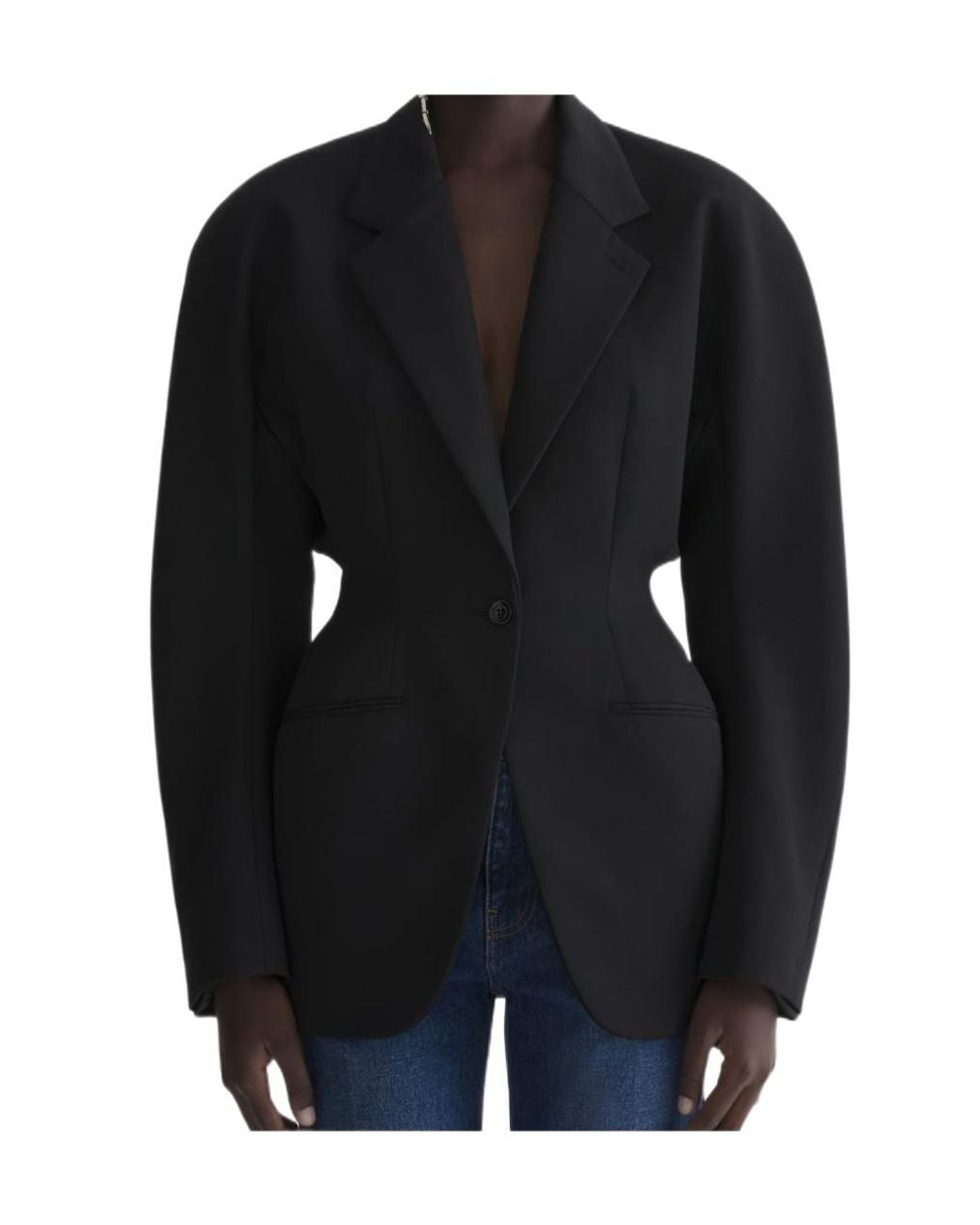 Mugler Black ミュグレー シングルブレスト シンチドブレザー