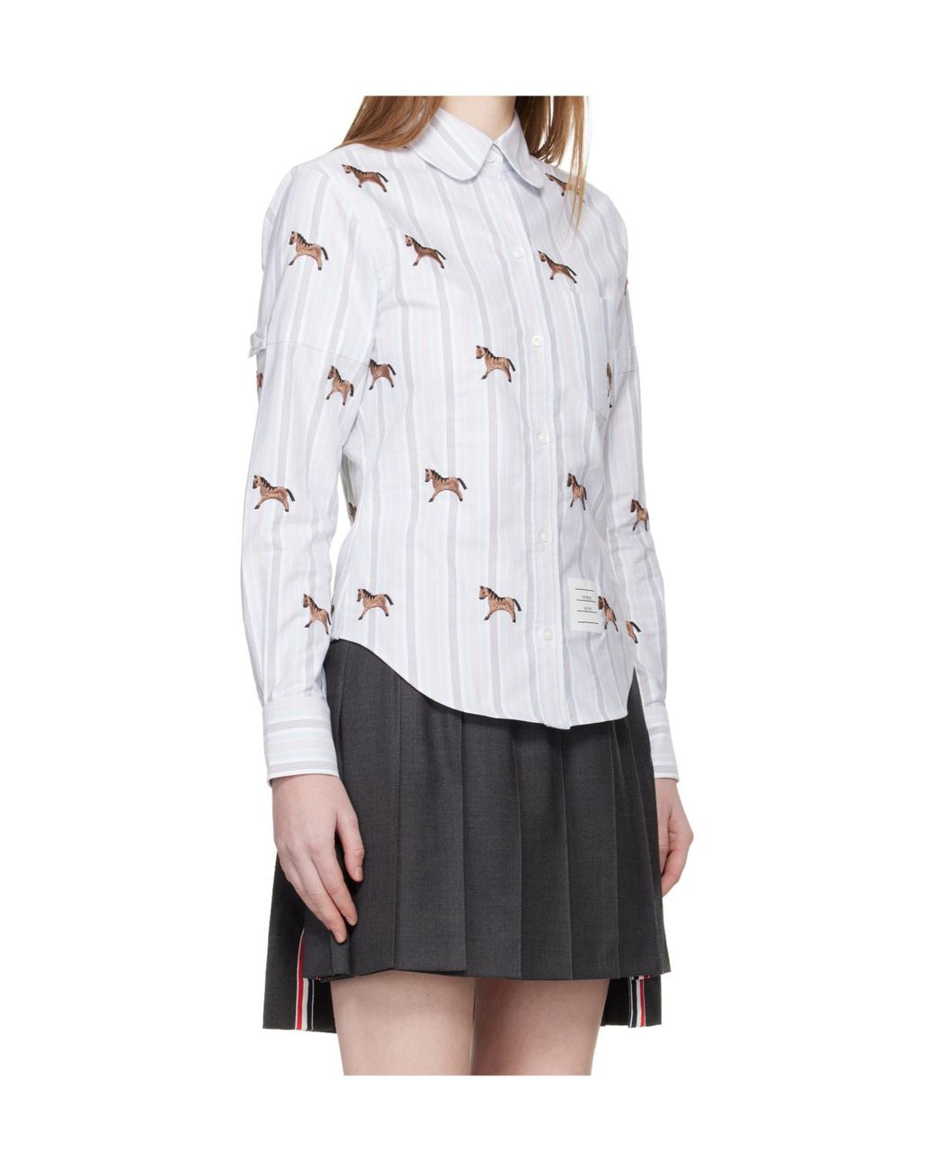 Thom Browne White Horse-Embroidered Shirt