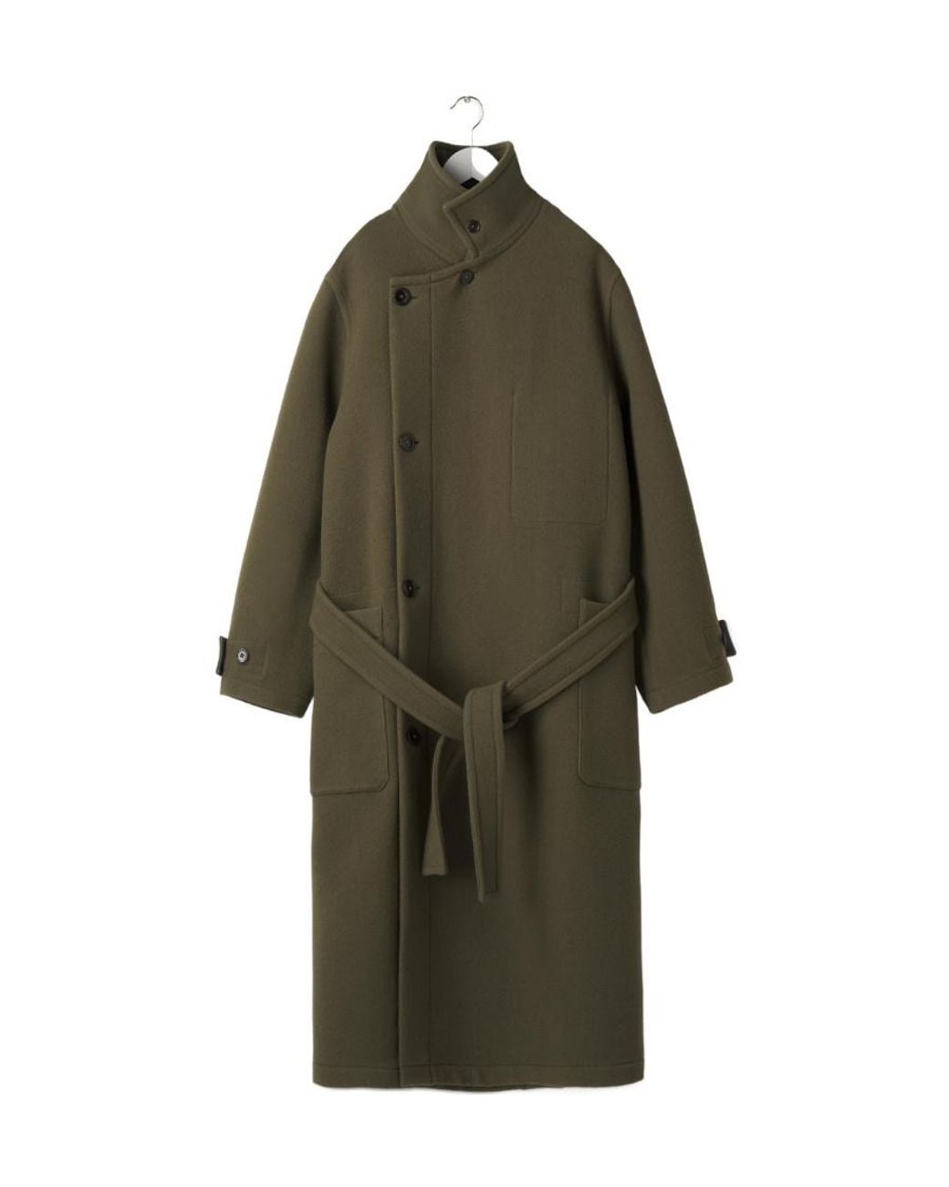 Lemaire Green Double-Breasted Belted Coat for men