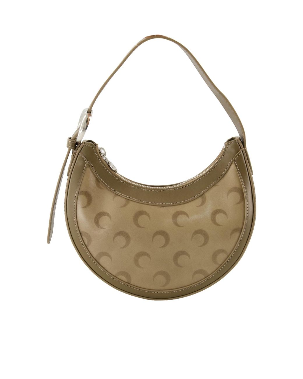 MARINE SERRE Gray Faded Leather Moon Eclips Mini Bag