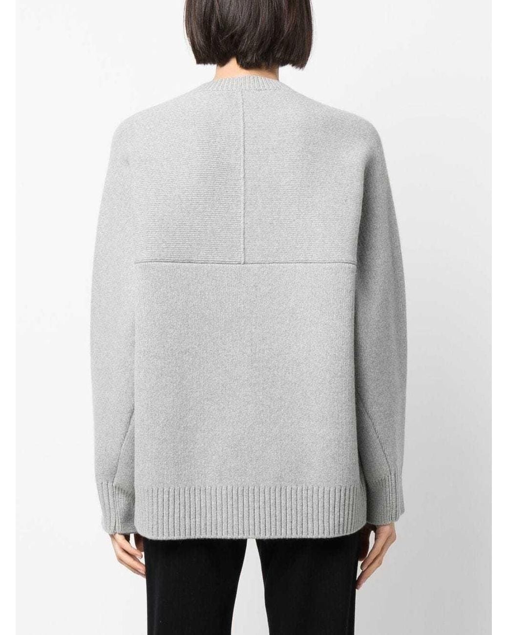 Lanvin Gray Round-Neck Cape-Back Jumper