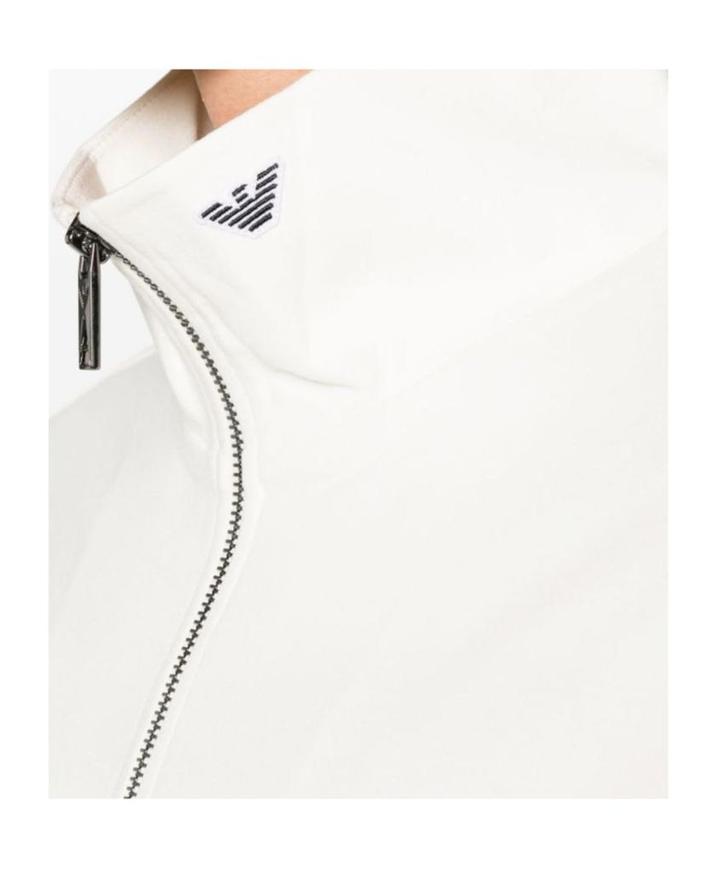 Emporio Armani White Zip Detailed High Neck Sweatshirt for men