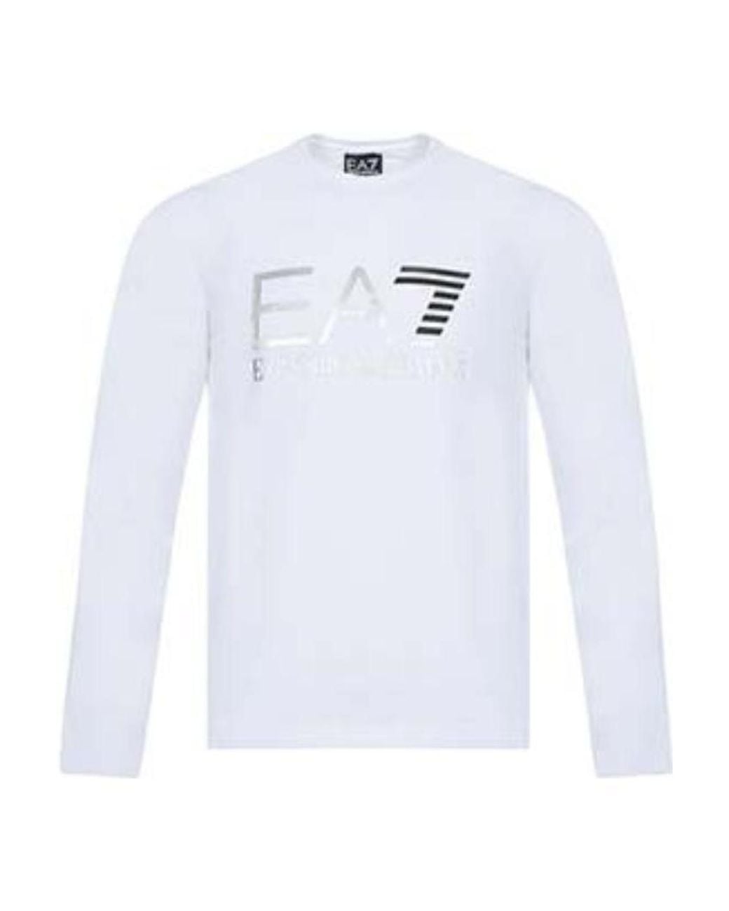 EA7 White Logo Printed T-Shirt for men