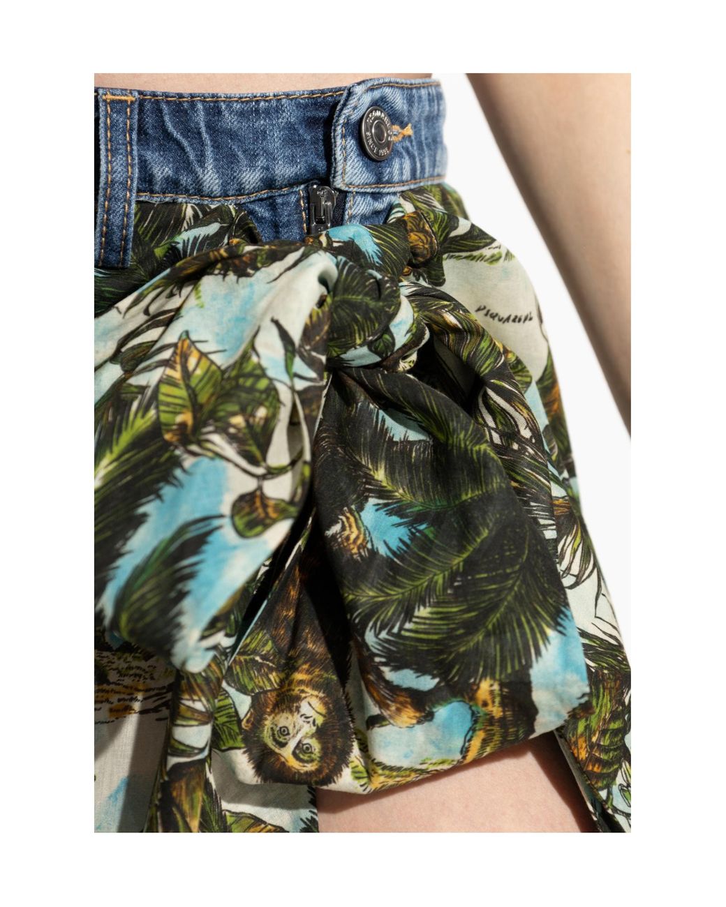DSquared² Green Monkey Business Long Denim Skirt