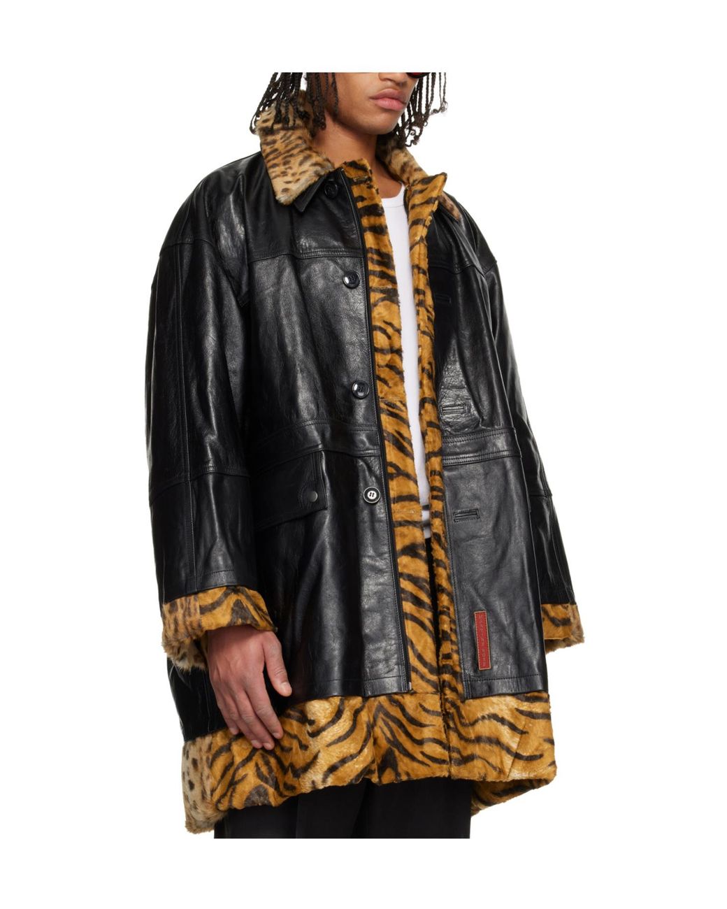 Martine Rose Black Leather Coat