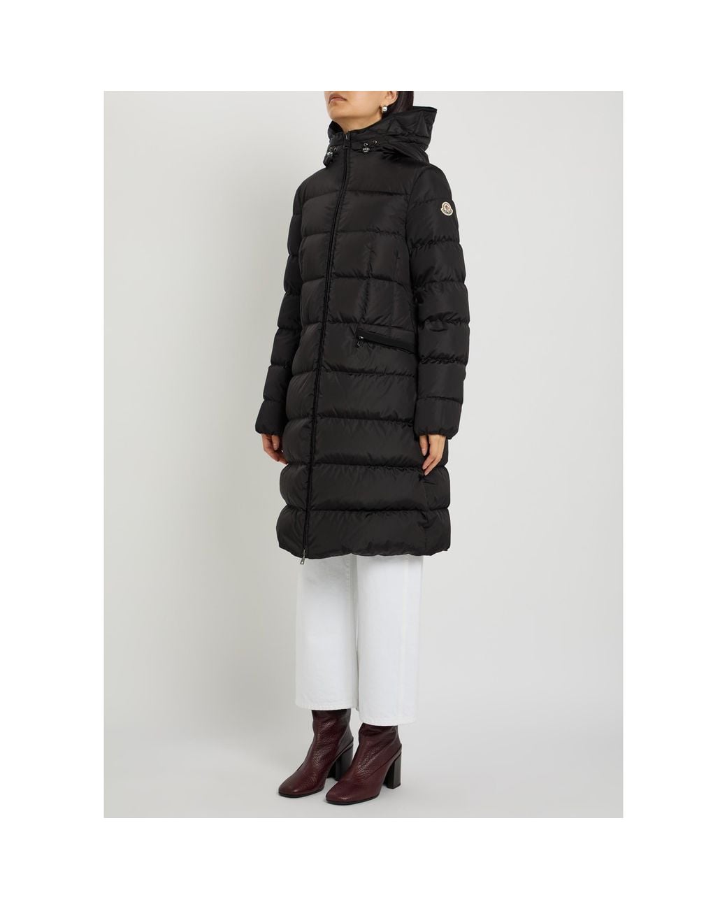 Moncler Black Hooded Long Down Coat
