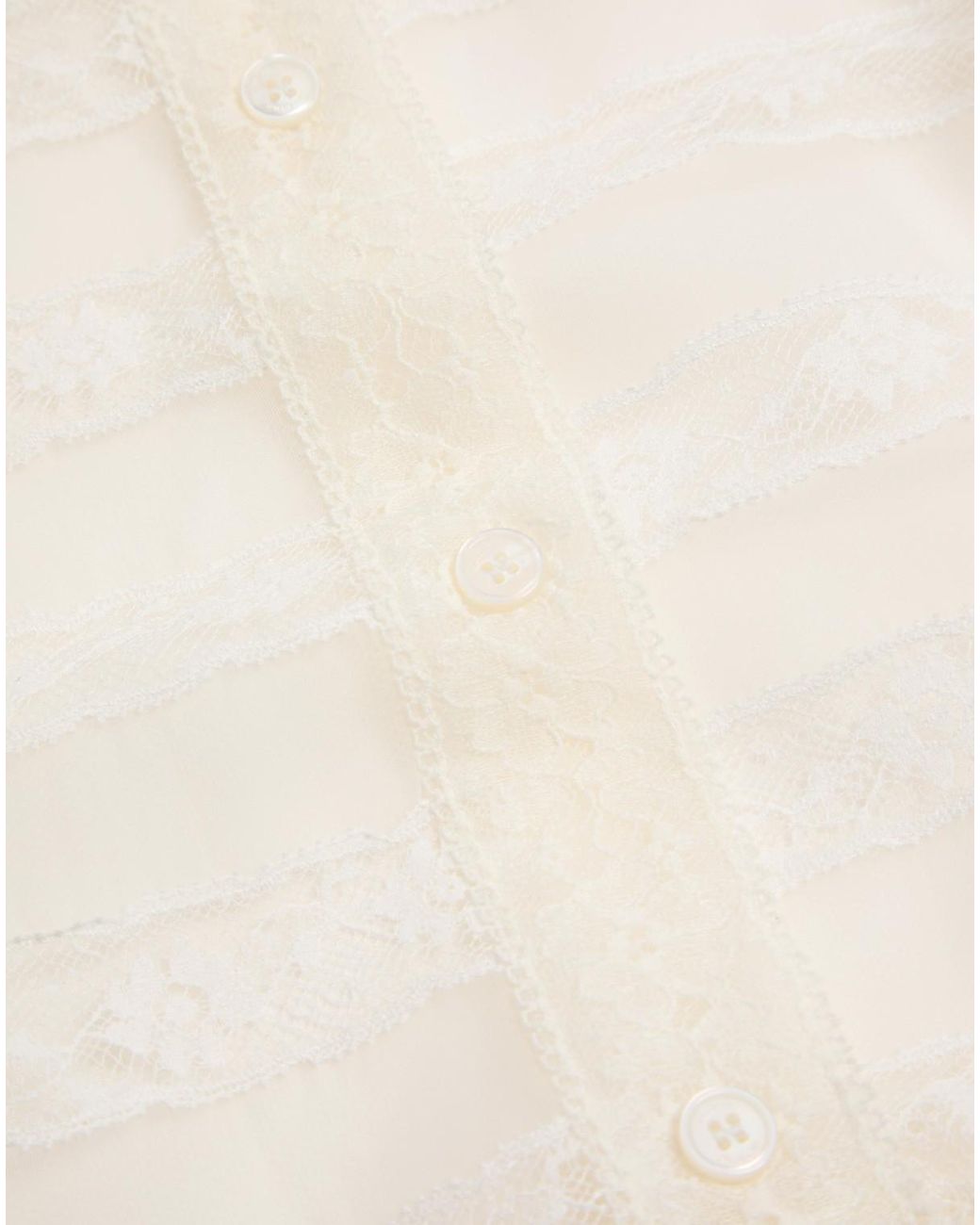 Valentino White Ruffle Detailed Georgette Shirt