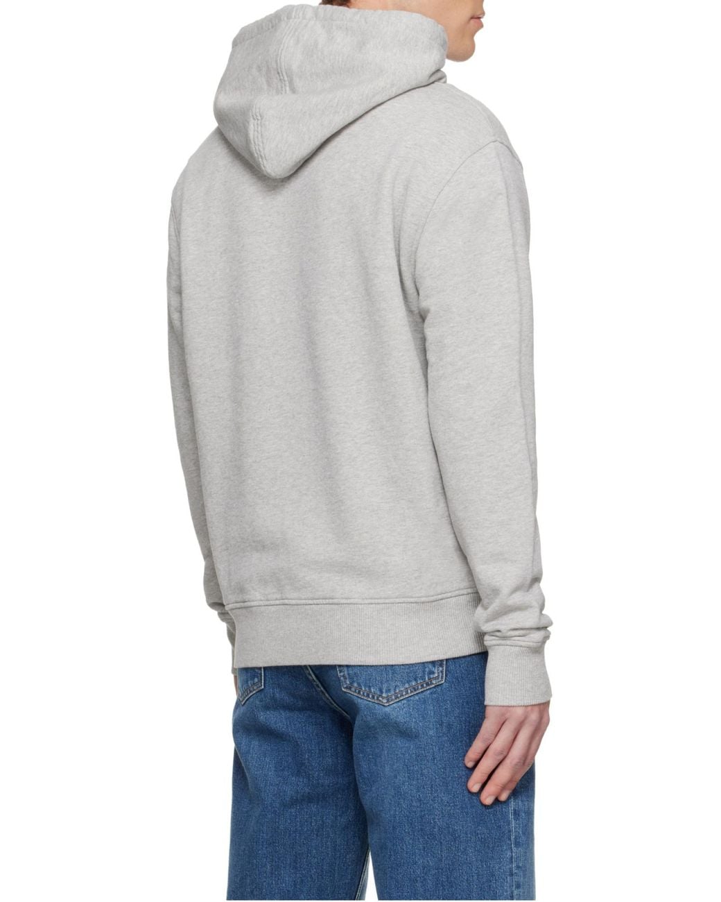 AMI Gray Light Hoodie With Engraved Eyelets