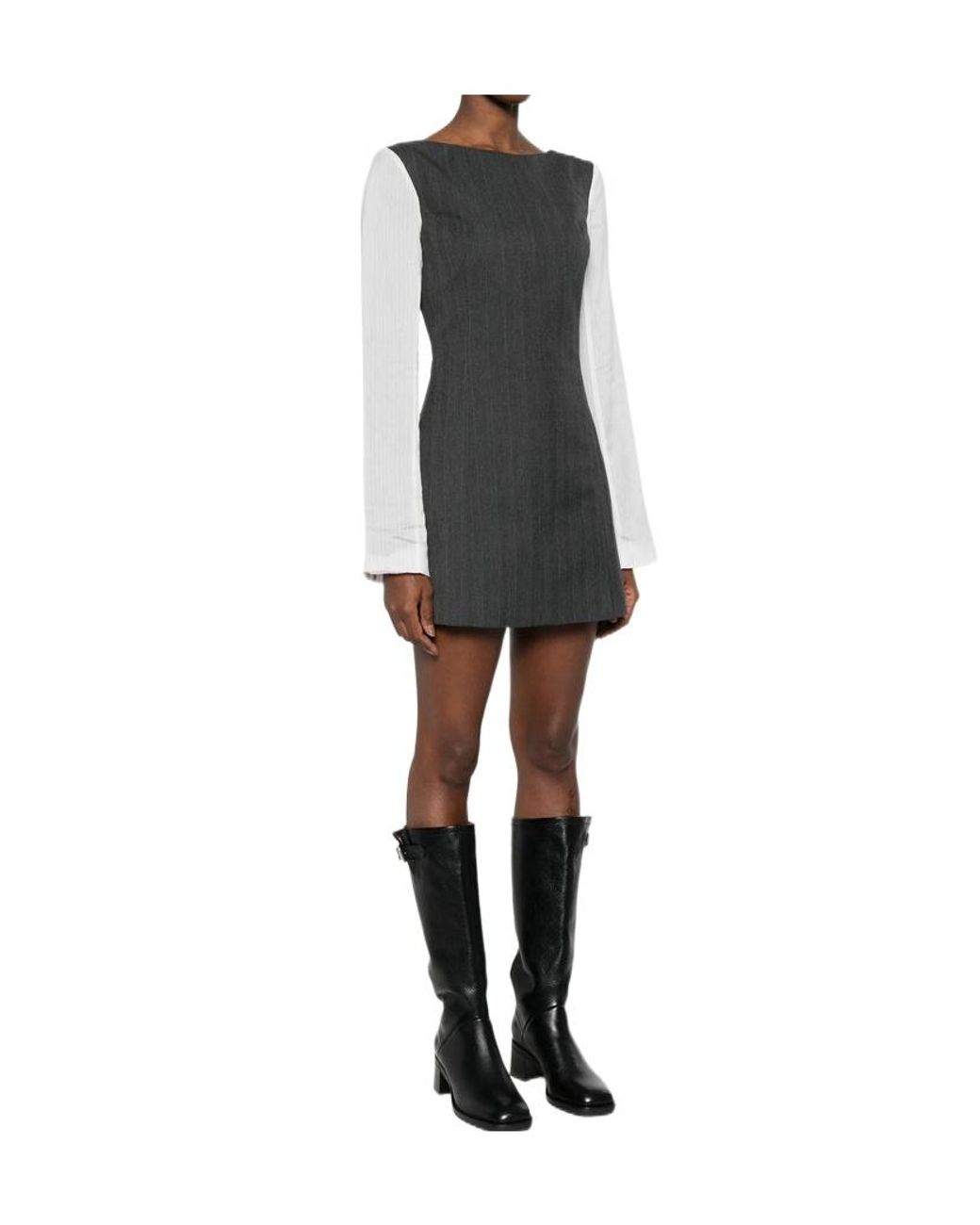 Our Legacy Gray Firm Pinstripe Panelled Mini Dress