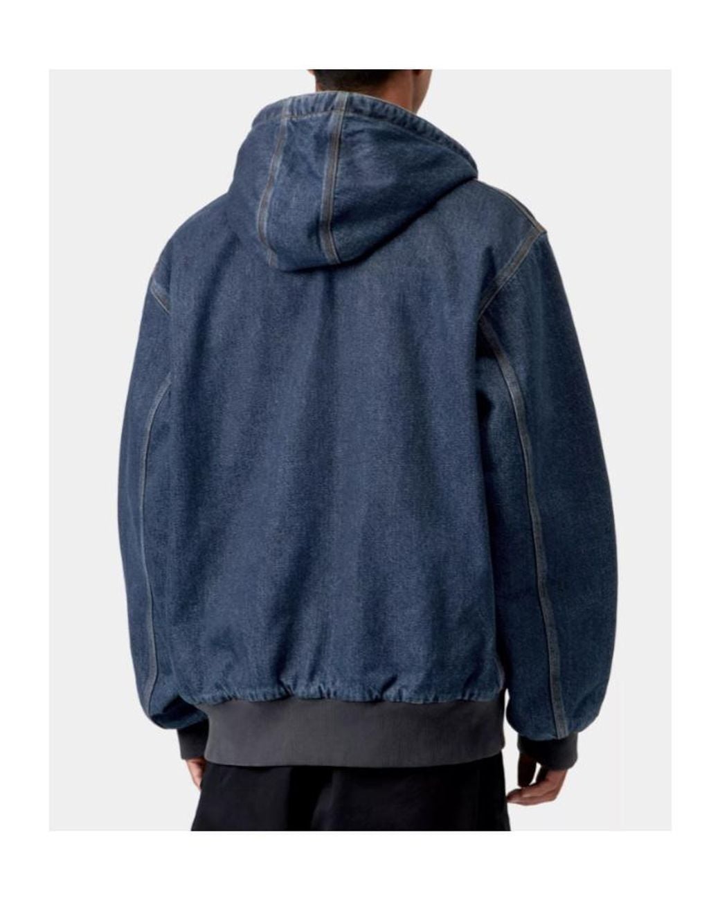 Carhartt Blue Logo Label Zipped Denim Jacket for men