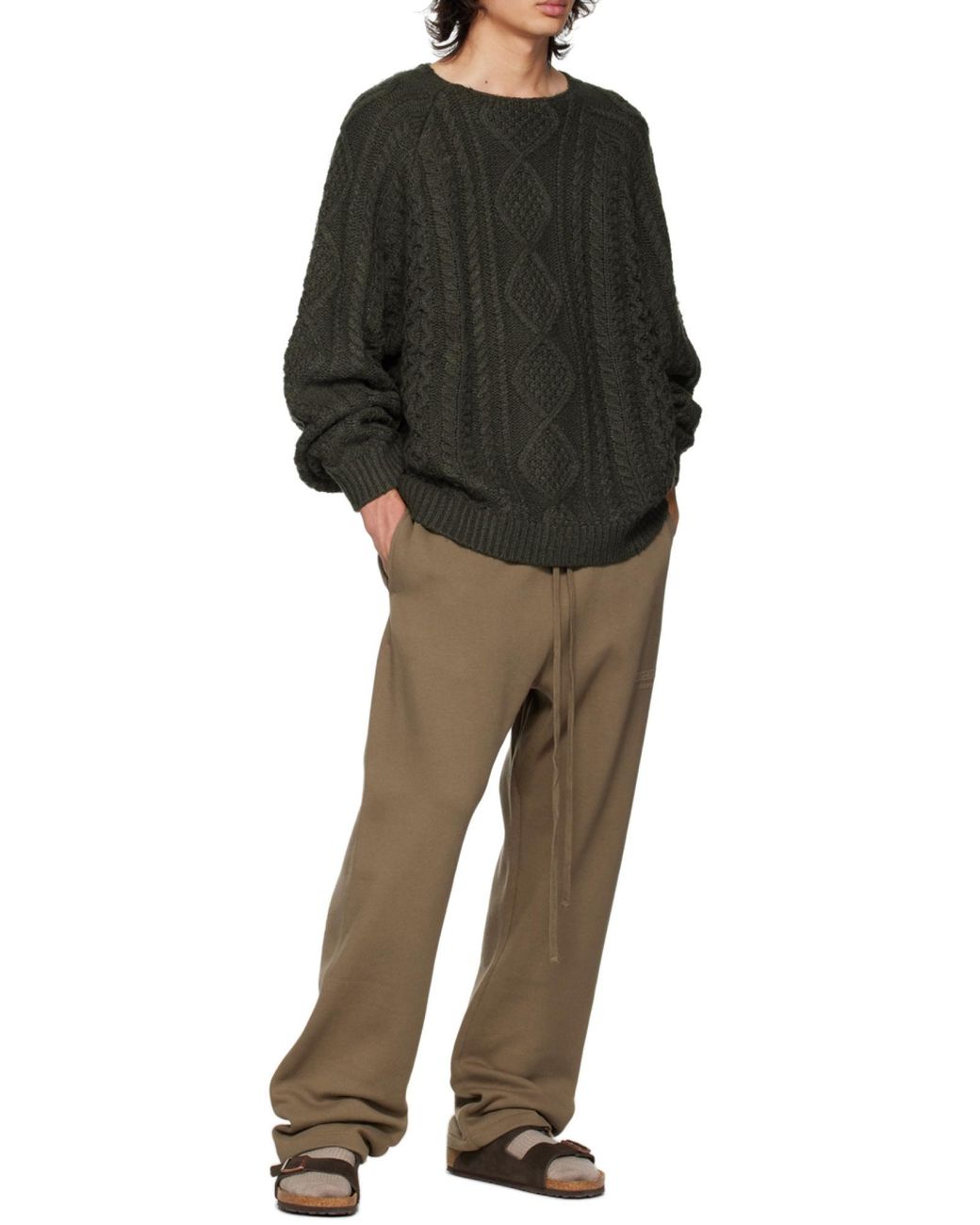 Fear Of God Black Cable-Knit Crew-Neck Jumper for men