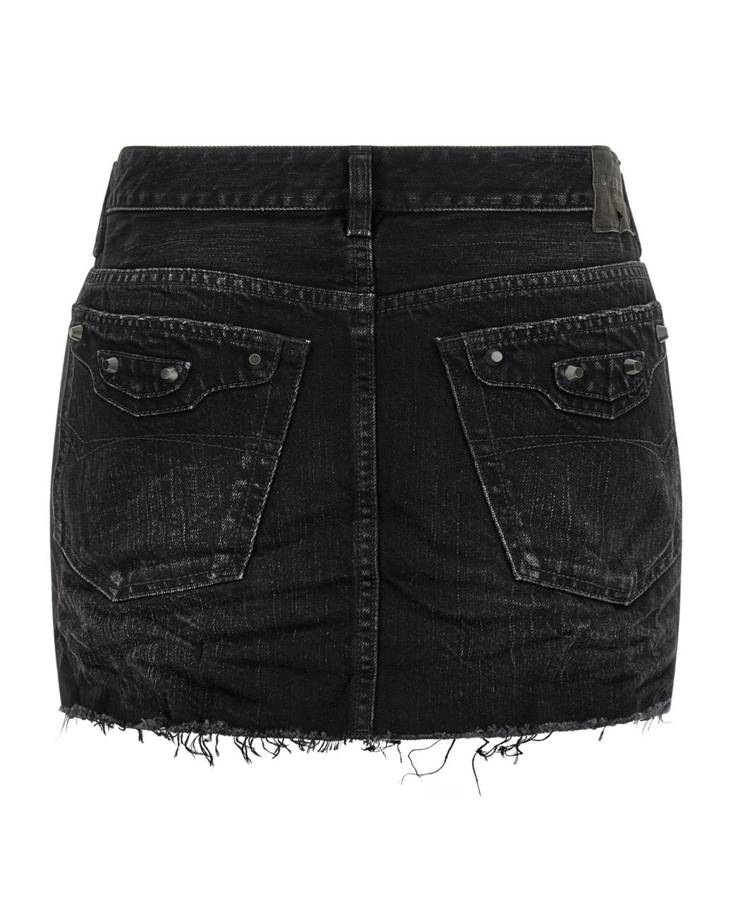 Balenciaga Black Frayed Edge Denim Mini Skirt