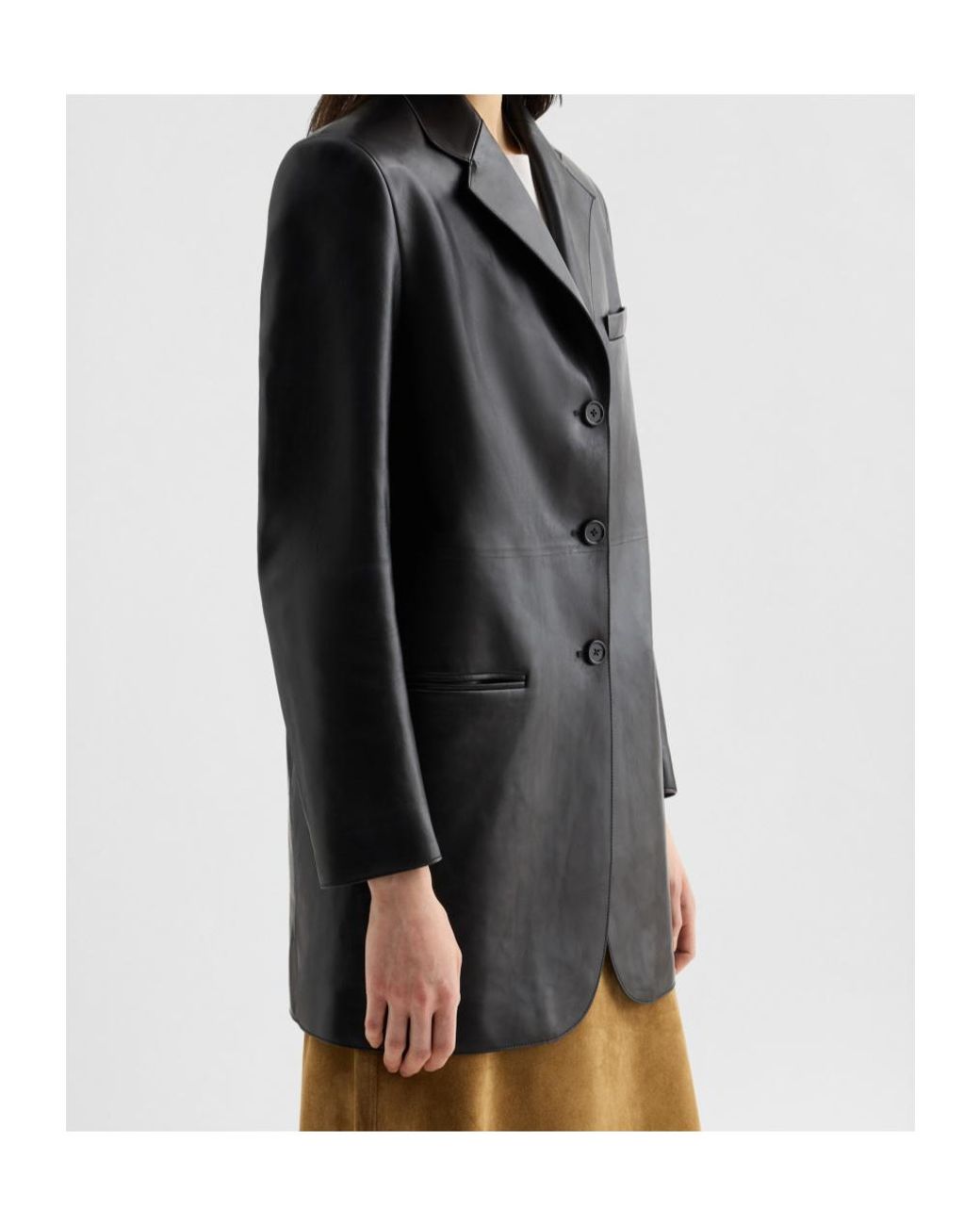 Jil Sander Black Leather Tailored Jacket