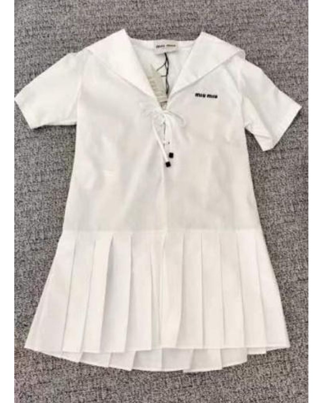 Miu Miu White Short-Sleeved Poplin Dress
