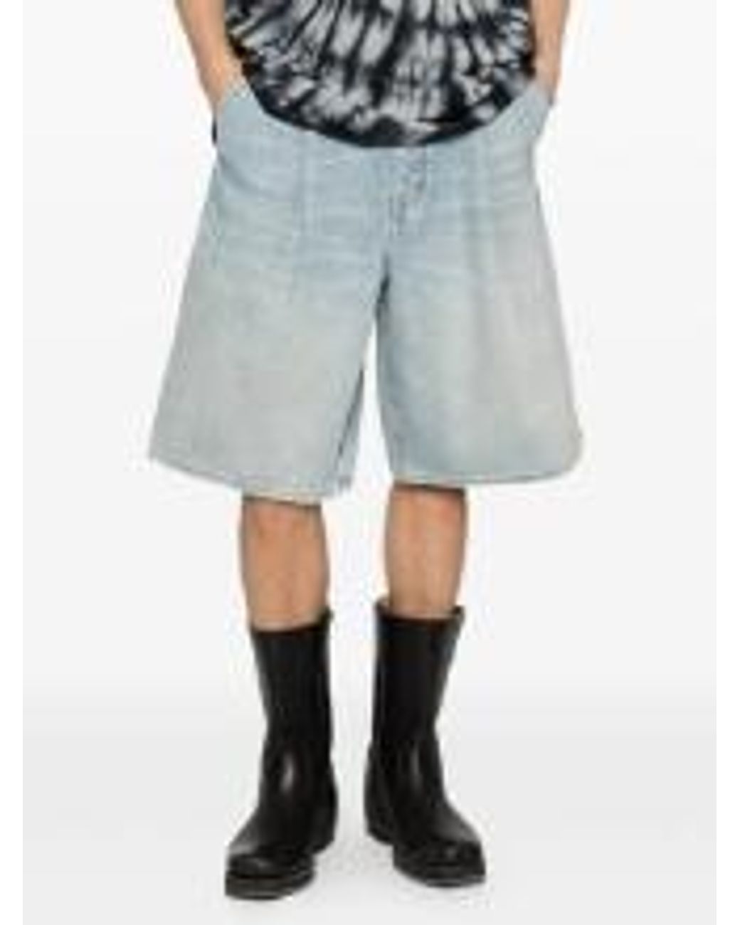 Purple Brand Blue Denim Shorts With Belt Loops for men