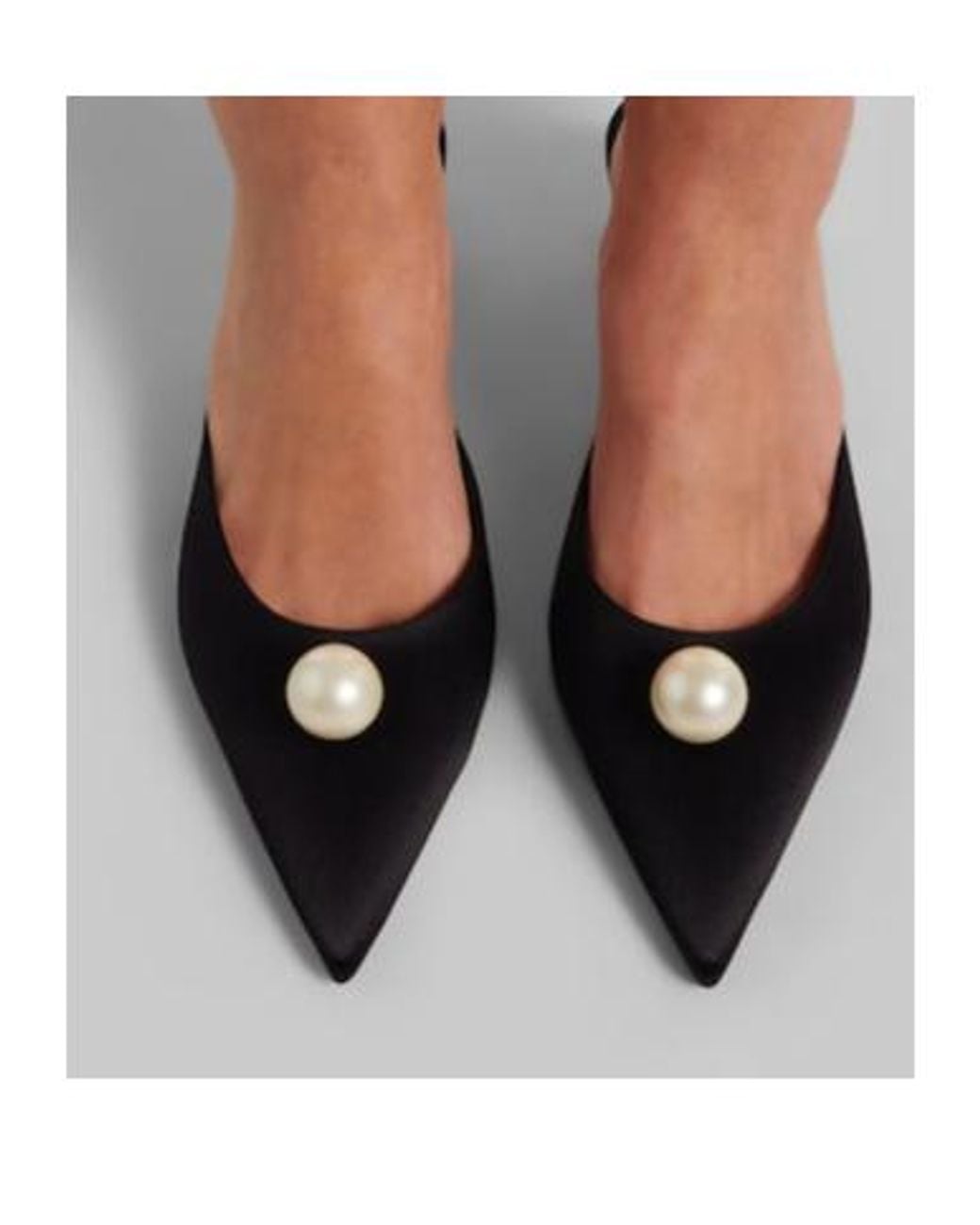 Magda Butrym Black Faux Pearl Satin Mules