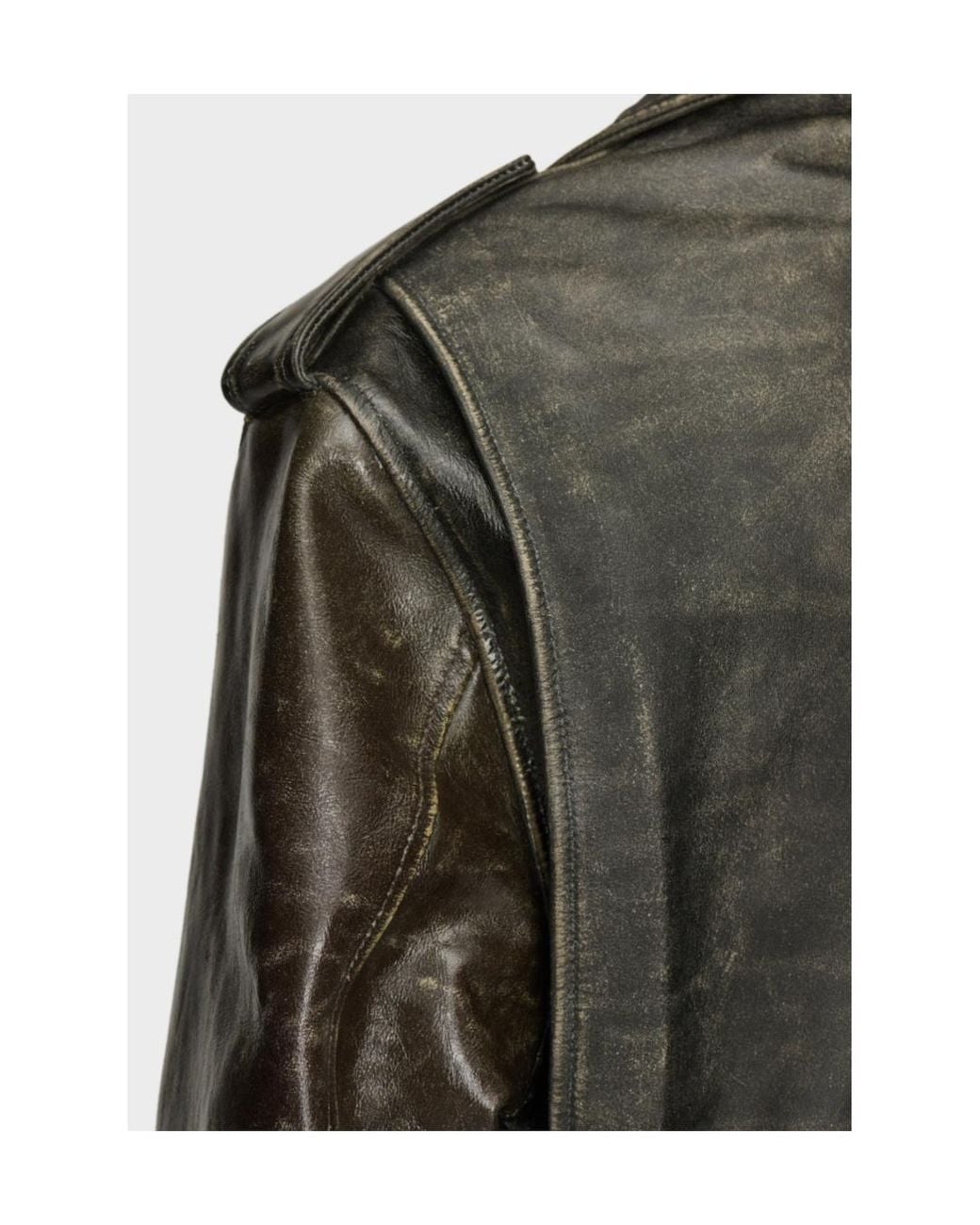 Maison Margiela Green Distressed Biker Jacket for men
